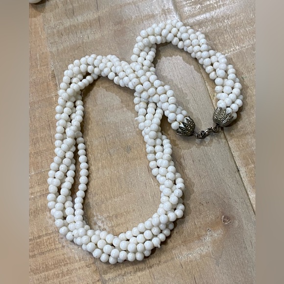 Vintage Jadeite 5 Strand twisted necklace 1950s - Picture 6 of 13